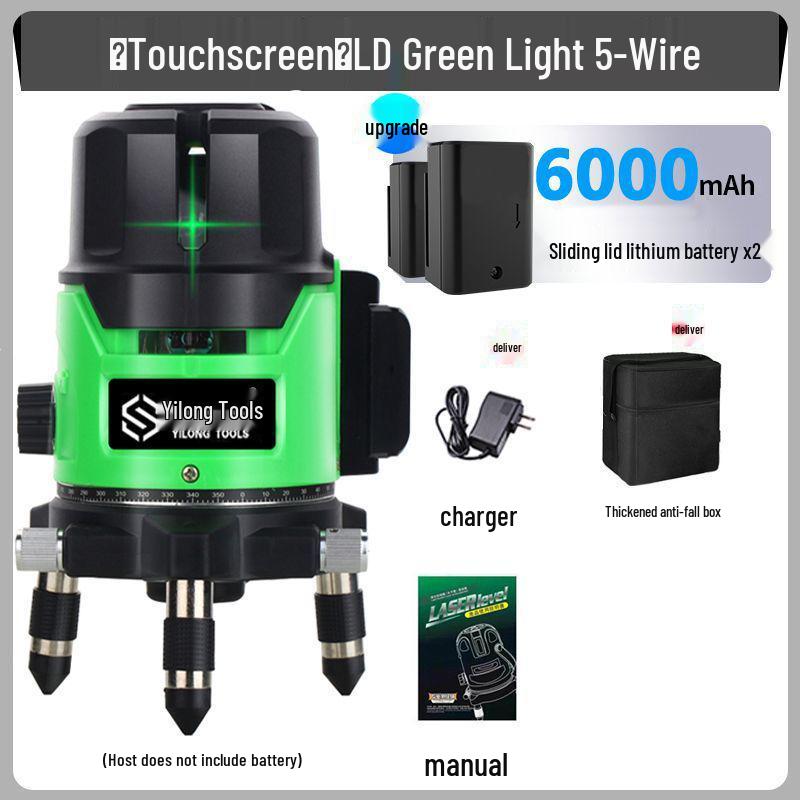 High-Precision Outdoor Laser Level with Infrared, Green, and Blue High-Brightness Beams - 2, 3, and 5-Line Automatic Leveling