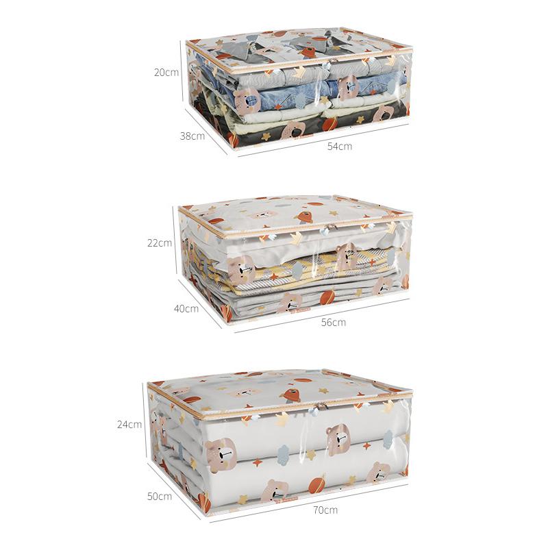 Large Capacity Household Clothes Organizer Dustproof Waterproof Transparent Quilt Bag New Printed Three-Dimensional Storage Bag