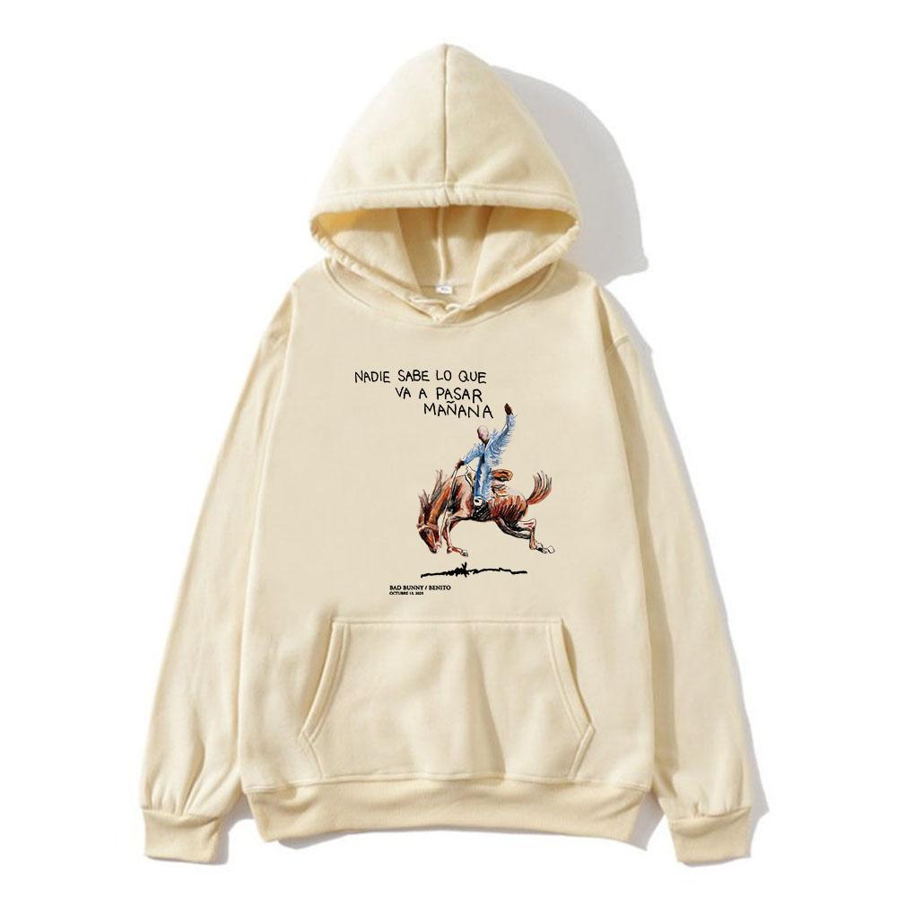 

Толстовки Bad Bunny Album Nadie Sabe Lo Que Va Pasar Manana, толстовки Moletom с длинными рукавами Sudaderas, топы с графическим принтом M