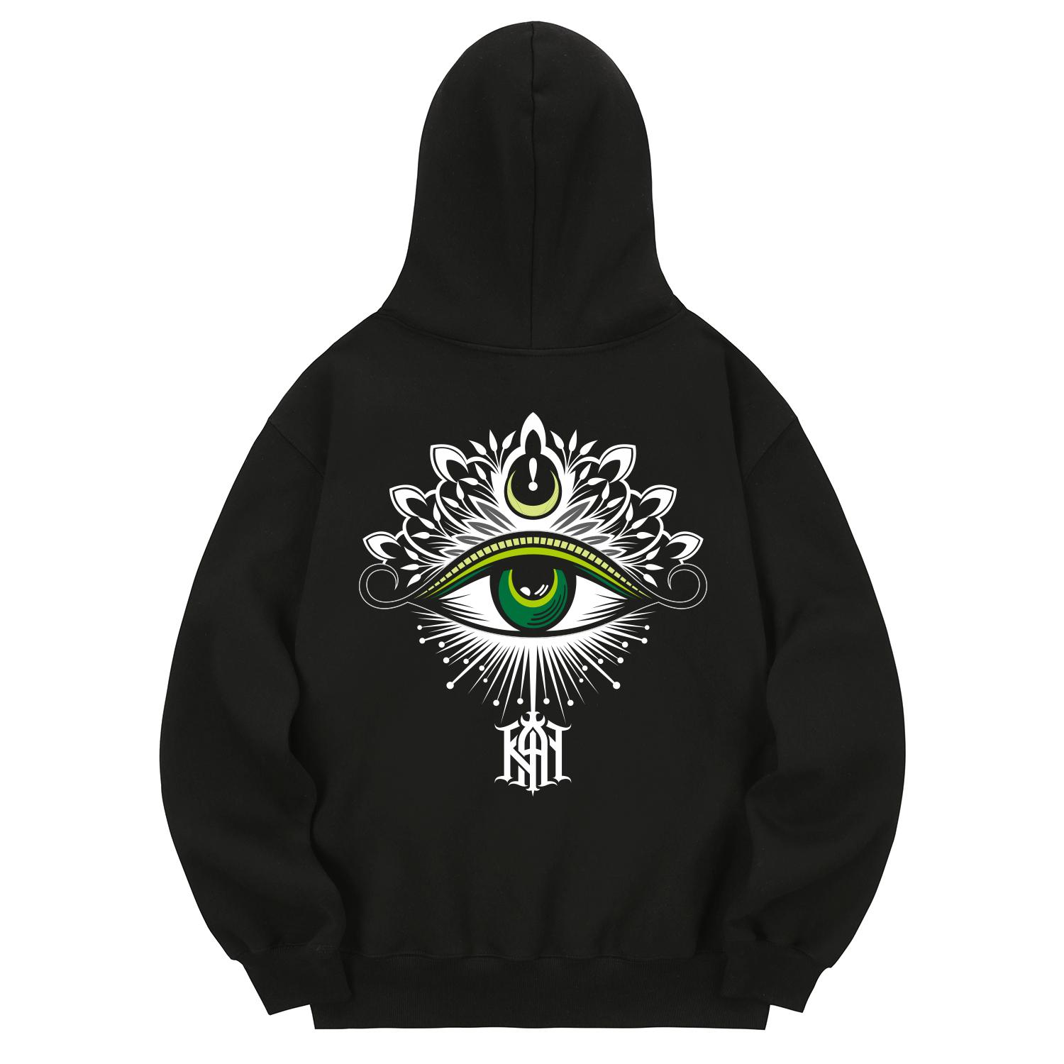 Khan 6312 Khb0120 Eye Of Horus Fleece-Lined Hoodie - Black L