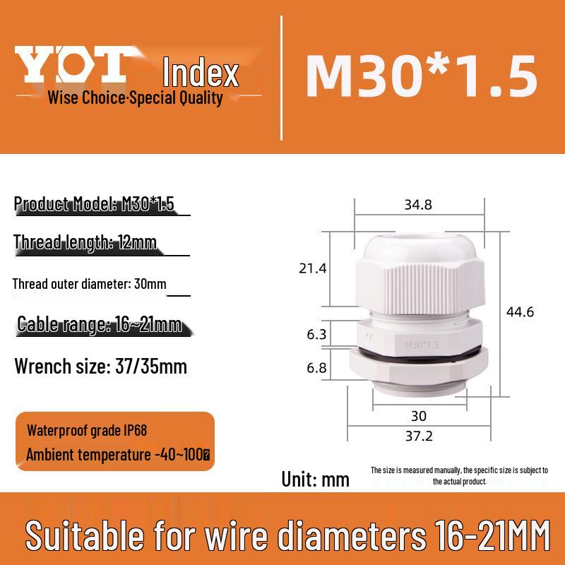 Waterproof Nylon Cable Connector M20*1.5 Plastic Sealing Gland Industrial Accessory