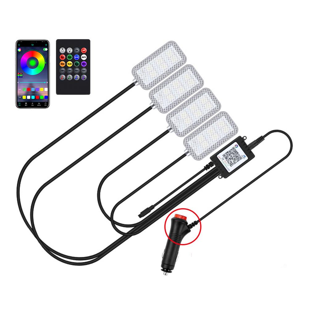 

Новый 4 шт./компл. 12 В USB светодиодная подсветка для автомобиля, атмосферная подсветка для ног с прикуривателем USB, декоративное приложение с дистанционным управлением, автоматическая лампа