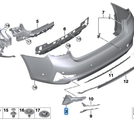 BMW 3 Series G28 Rear Bumper Fog Light Trim Set (51129880649, 51129880650)