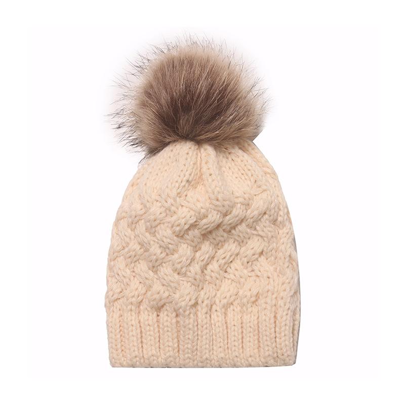 New children's knitted hat infant warm cold hat girl baby child solid color wool hat winter