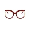 Leopard Print Red Oversized Square Reading Glasses Women Anti Blue Light  Fashion Computer Eyeglasses Frame Vision Distance