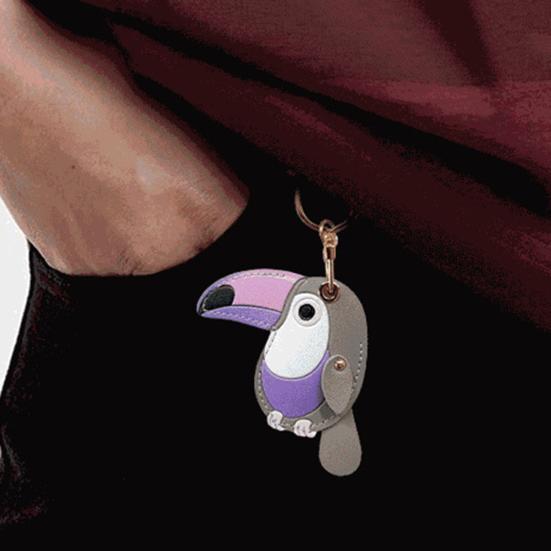 Keychain Pendant Imitation Leather Colorful Toucan Shape Key Chain with Universal