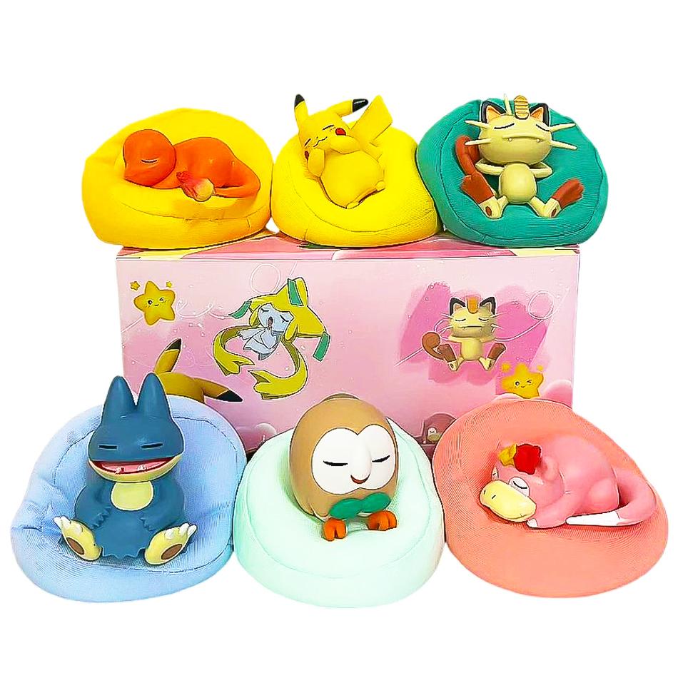 1-12pcs Pok  mon  Pikachu  Action Dolls  Anime sleep Series Desktop Decorations Pok  mon Toys ornament Birthday Gif