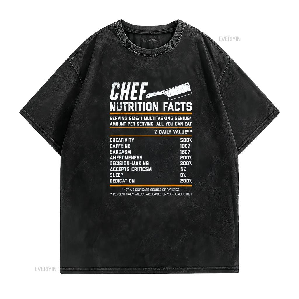 Chef Nutrition Facts Funny Cook Vintage Cooking T Shirt vintage Washed Casual Versatile Slightly Unisex graphic streetwear Soft