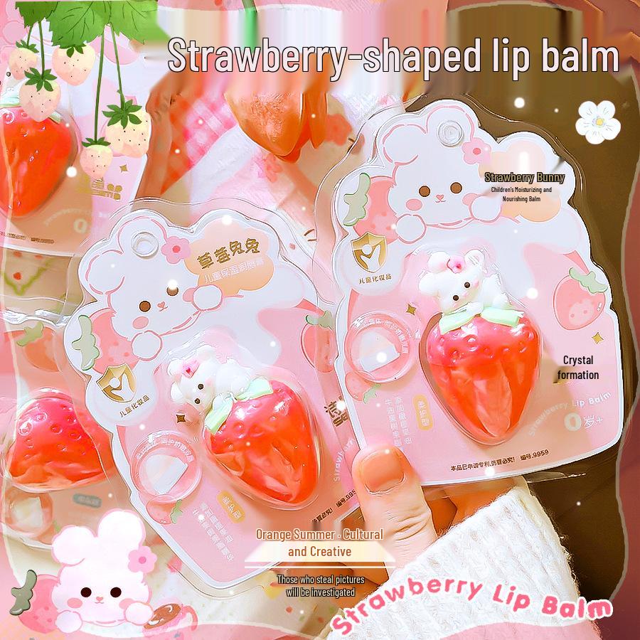 Strawberry Bunny Lip Balm: Cute, Portable Fruit-Shape Lip Oil for Students