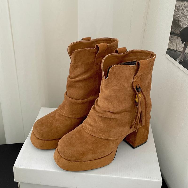 Autumn Winter Platform Height Increase Women Pipe Ankle Boots Street Style Banquet Party Stripper High Heel Short Botas Mujer