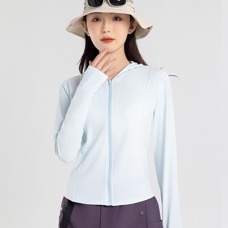 Women’s UPF100+ Slim Fit Ice Silk Sun Protection Hoodie Lightweight Breathable UV Protection Hooded Jacket for Summer