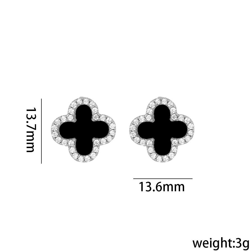 

Модные серьги с четырехлистным клевером, инкрустированные стразами, женские классические серьги Wild Net Red, серьги с кристаллами Tide People Accessories