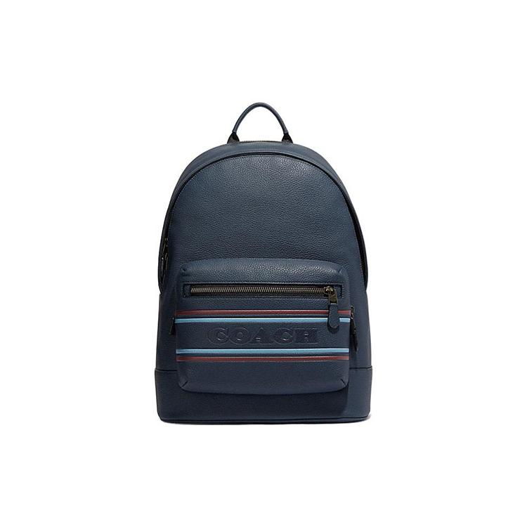 New COACH Cow Leather With Fabric Backpack Tubas Men's Dark Blue CG995-QBDEI