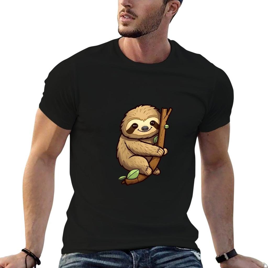 Happy Cute Sloth Hanging On A Tree Tshirt T Shirt Unisex Plain Unisex Graphic T Shirt Funny T Shirts Unisex Tshirt