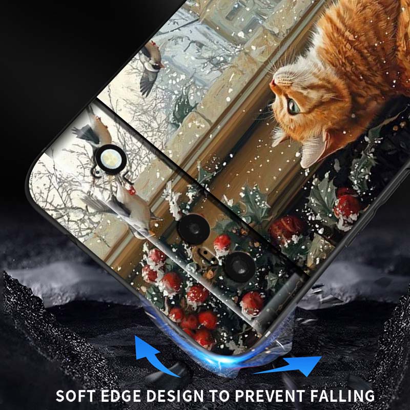 Cute cartoon cat illustration Phone Case For Google Pixel 10 9a 9 8A 8 7 7A 6 6A Pro XL 2024 5G Black Soft TPU Silicone