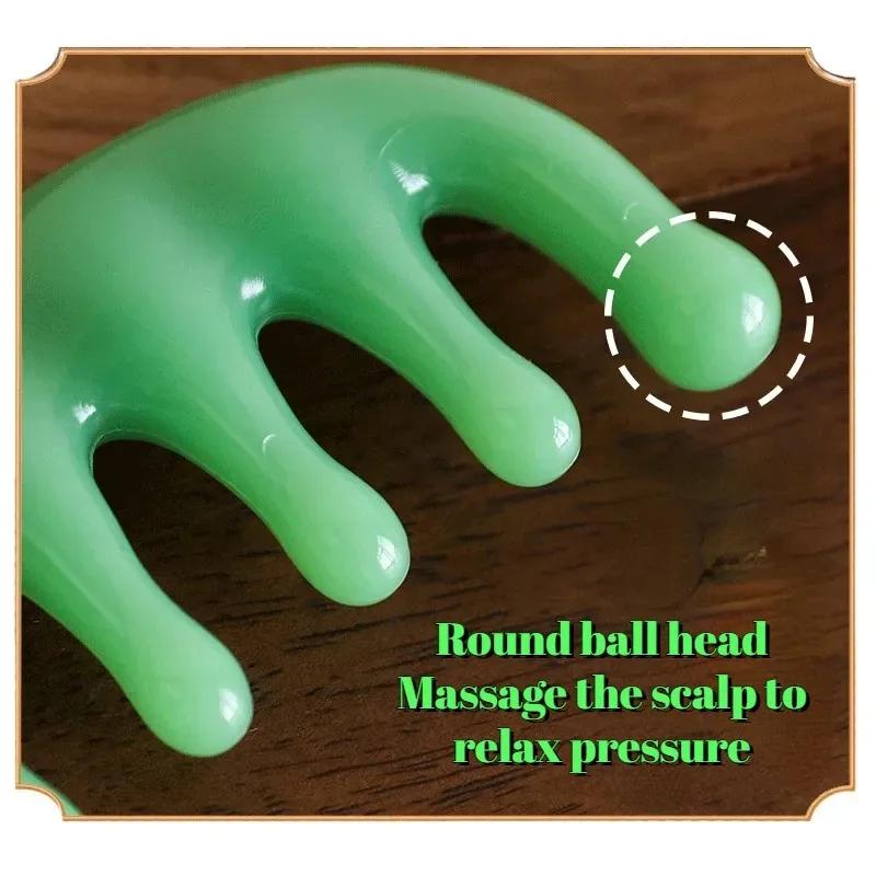 Five-Tooth Round Head Meridian Comb Scalp Relaxation Tool Balancing Oils Healthy Head Therapy Scraping Massaging Comb