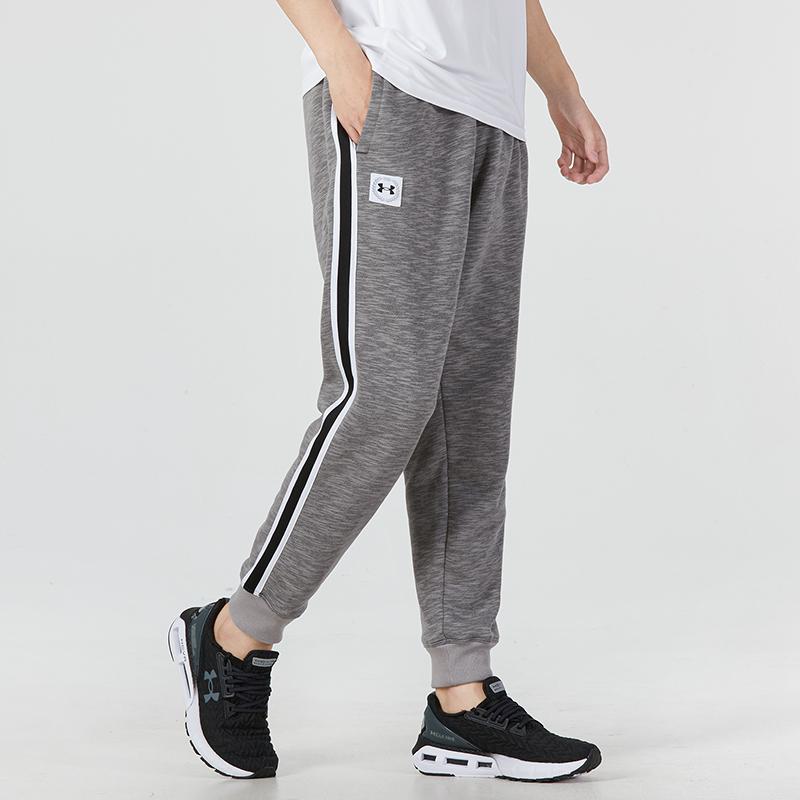 Under Armour Casual Cuffed Striped Sports Pants Men bottoms Gray 1373817-010