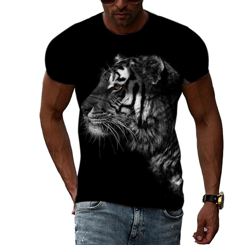 Summer Men's Short Sleeved Tees 3D Effect Stylish Men's Round Neck T-shirt Breathable Trendy Top
