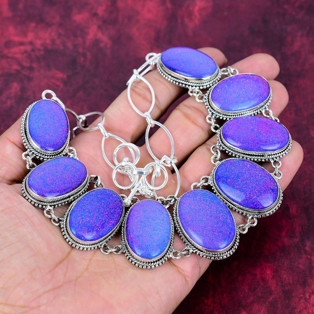 Triplet Opal 925 Solid Sterling Silver Necklace with Adjustable Chain, Handmade Gemstone Jewelry Necklace Gift For Her