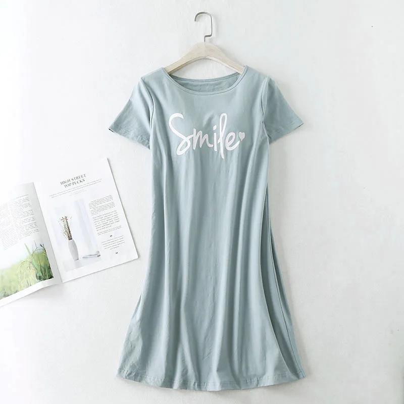 Cotton Chest Padded Short Sleeved Nightgown Sleepwear One-piece Loose Oversized Letters Printed Women's Summer Home Nightgown