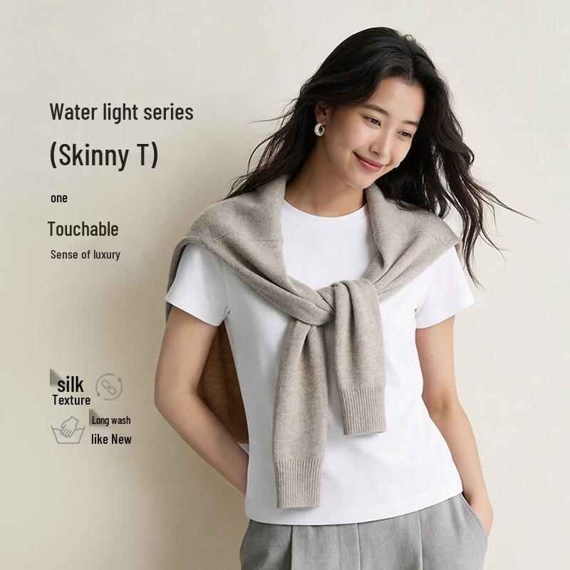 

JD FASHION Premium Cotton Water Gloss Short Sleeve T-shirt for Women M