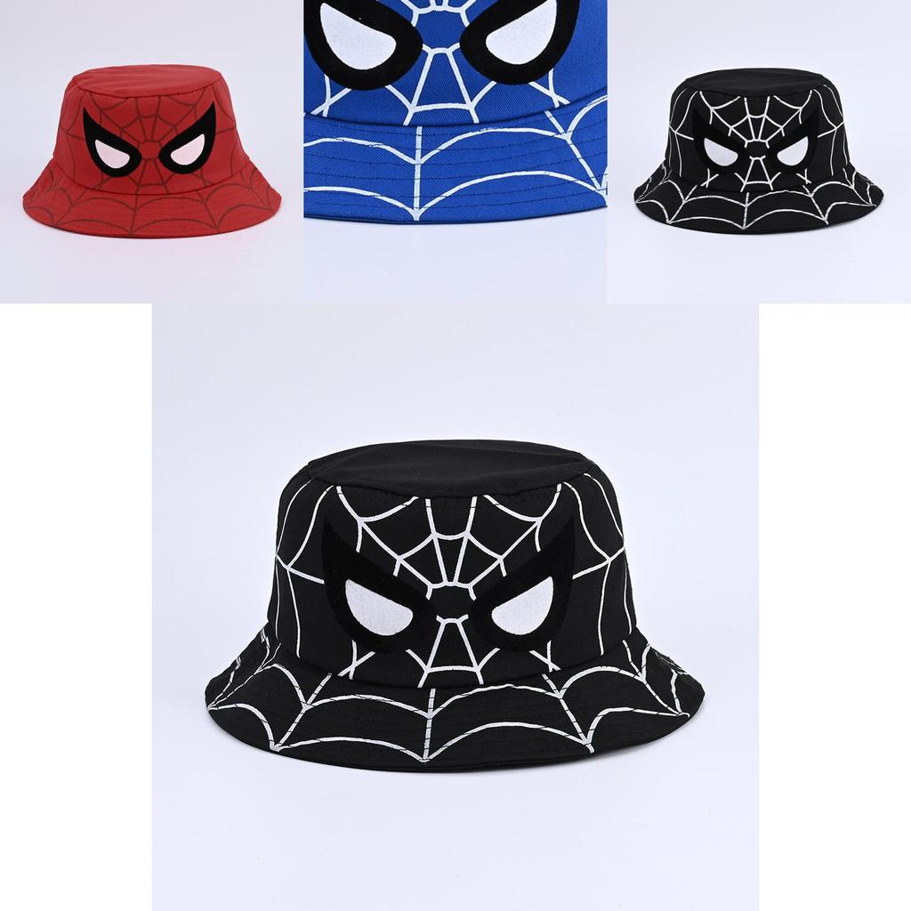 Cartoon Spider Fisherman Hat With Sun Protection For Kids Outdoor Summer Casual Wear