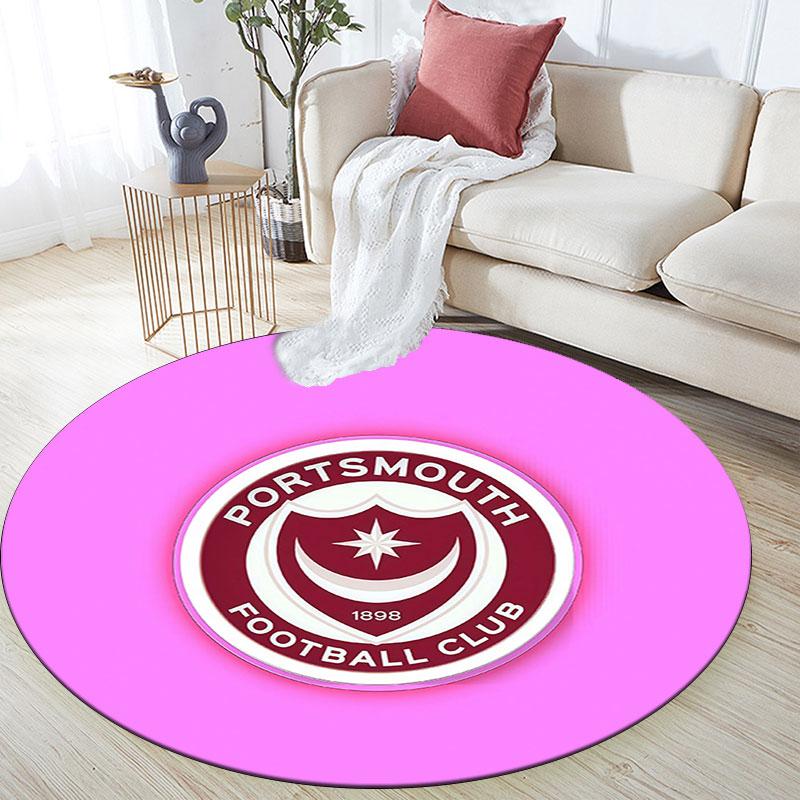 Portsmouth F.C,Round Area Rug,Carpet Rug for Living Room Bedroom Sofa Playroom Decor,Non-slip Floor Mat
