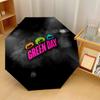 Green Day Print 8?Ribs Automatic Umbrella Wind Resistant Lightweight Folding Umbrella For Outdoor Travel