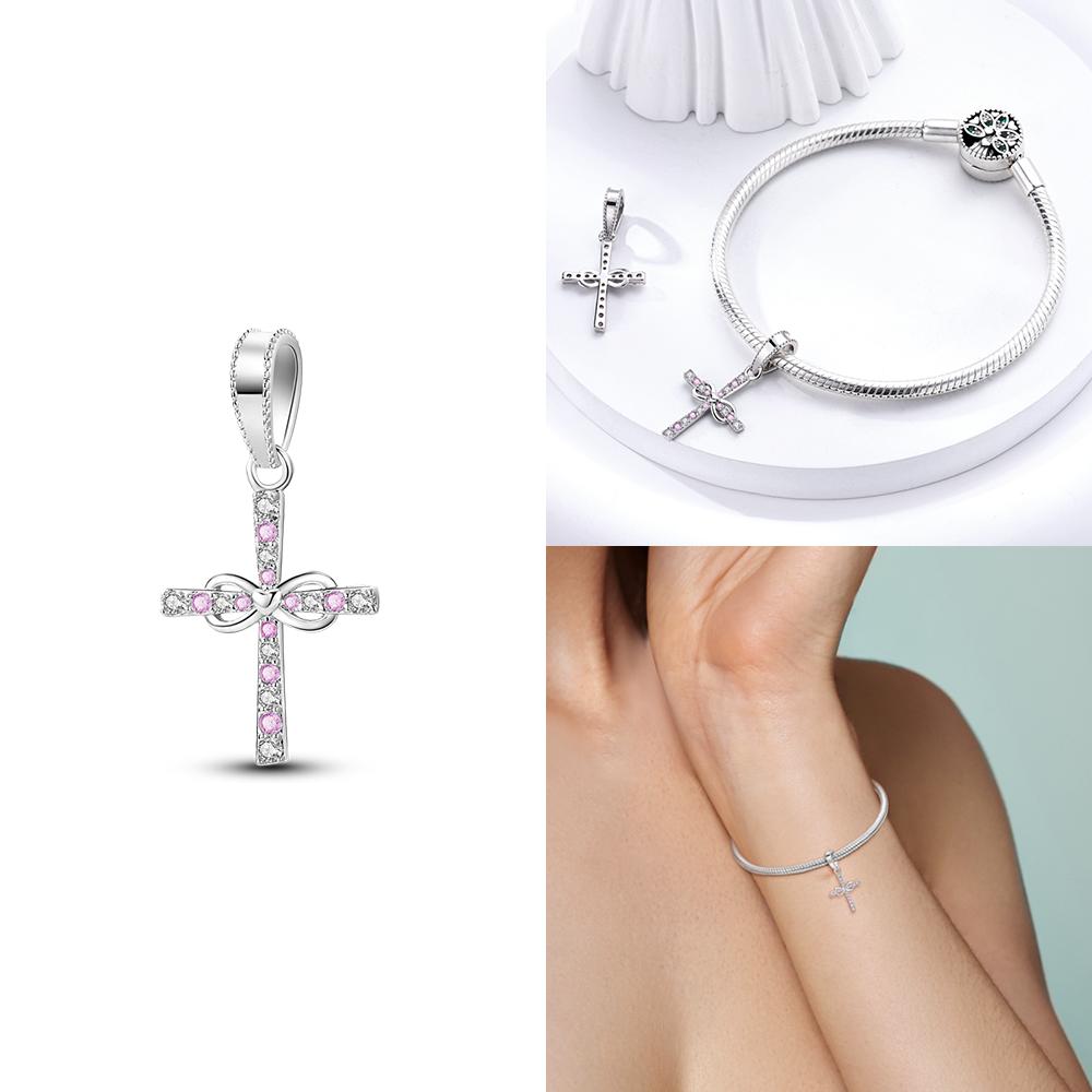 Copper Color Trunk Heart Shape Bow Pink Charms Beads Fitoriginal Bracelets Fine Diy Birthday Women Jewelry Gift