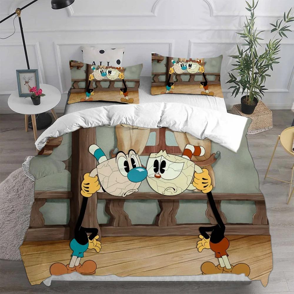 Cartoon Cuphead Duvet Cover Pillowcase Bedding Set Boy Girl Children adults Bedroom Decoration Children Gift Single Double Size