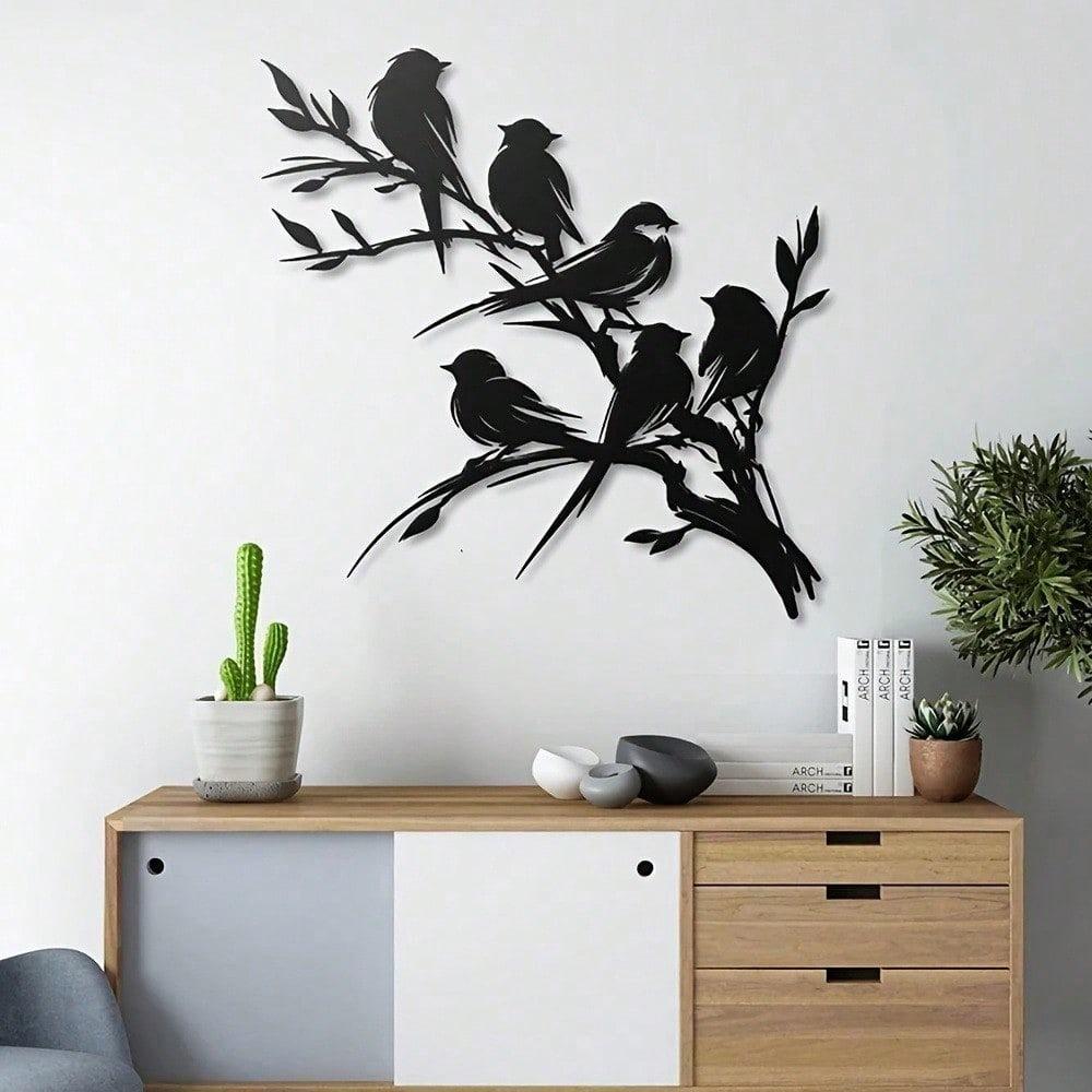 1pc Classic Style Metal Bird Silhouette Wall Art, Original Laser-Cut Wall Sculpture