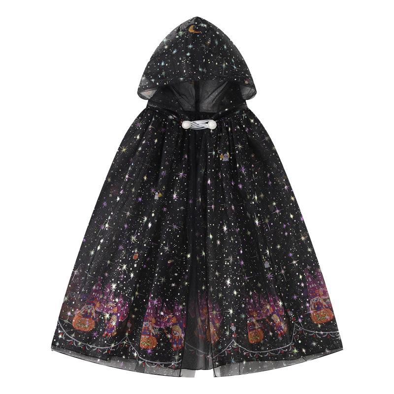2025 Aisha Sequined Mesh Christmas Cloak for Girls - Lightweight Summer Cape