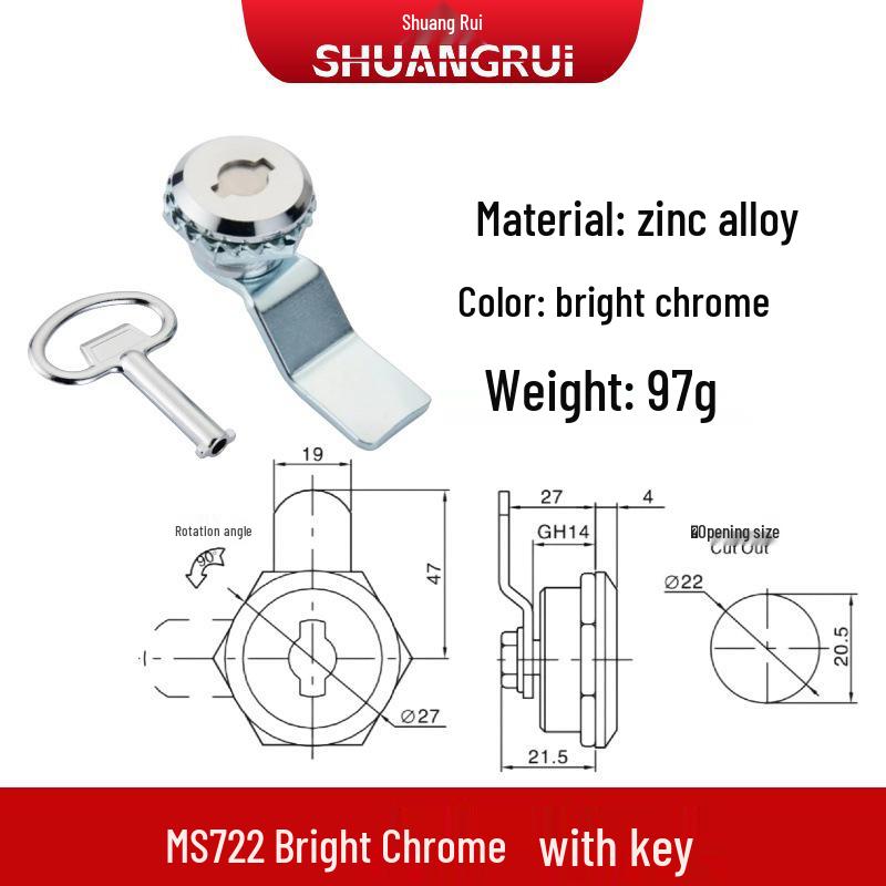 MS722 Zinc Alloy Cylindrical Cam Lock for Cabinet and Control Boxes