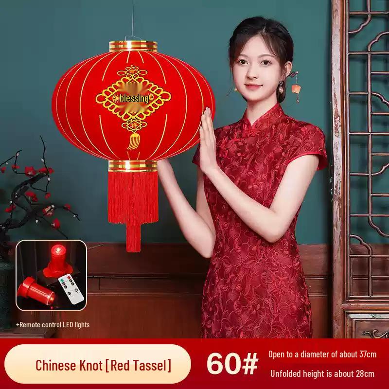 2025 Flocked Red Chinese New Year Lantern