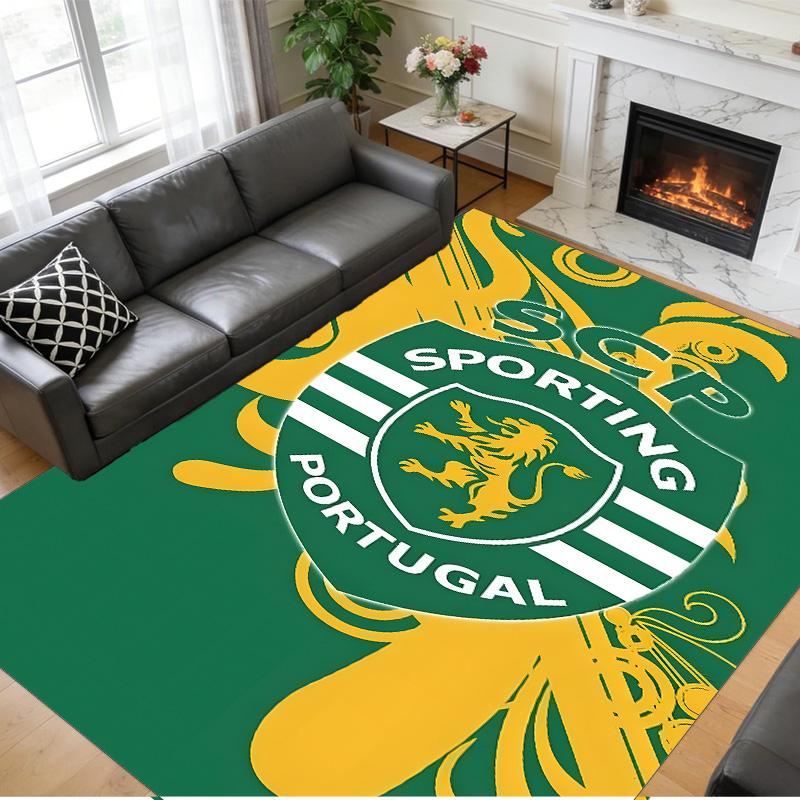 Anti‑Slip Crystal Velvet Floor Rug, Sporting Cp Design Carpet for Indoor Living Bedroom Home Decoration