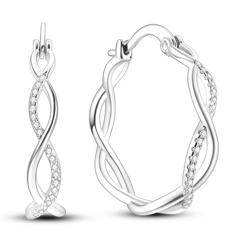 925 Sterling Silver Cubic Zircon Earrings Double  For Women Heart Star Moon Earrings Elegant Birthday Jewelry Gifts