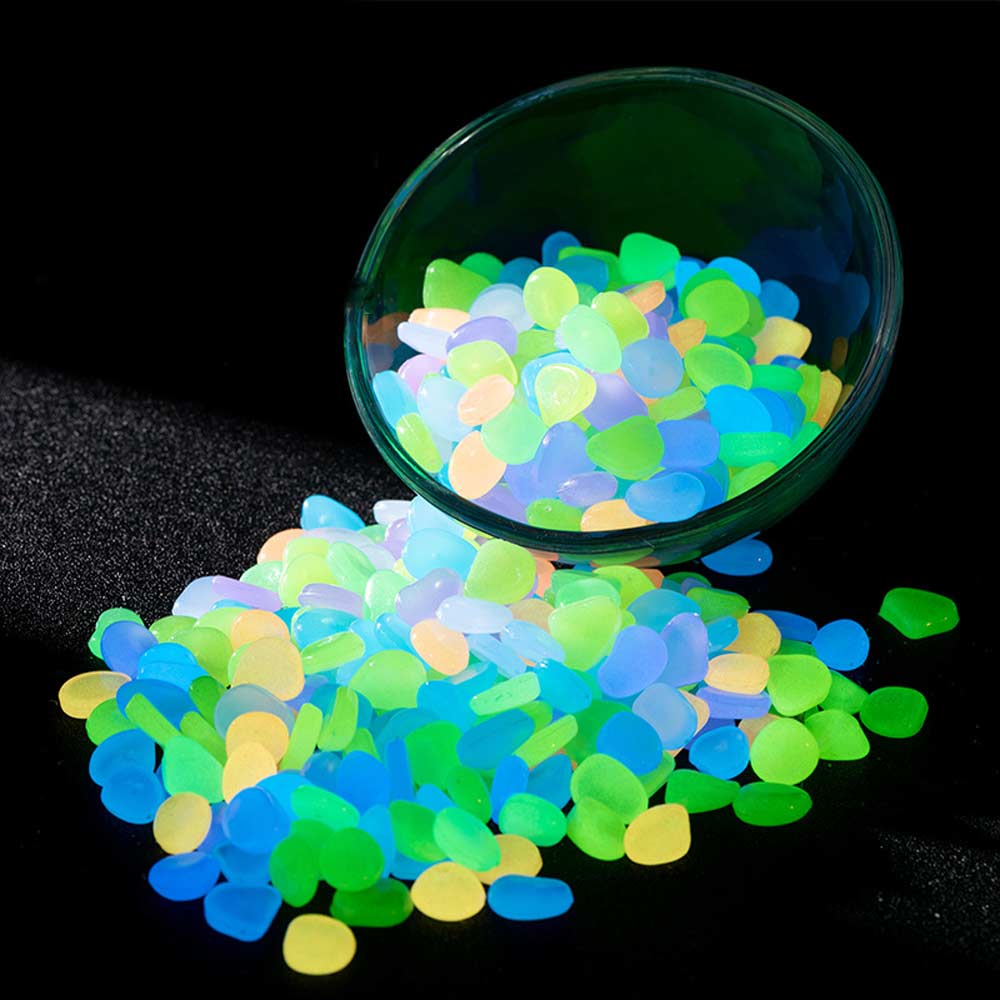 500Pcs Glow Fish Tank Luminous Stones Colorful Flowerpot Decorative Stone Garden Pebble  Night