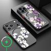 For iPhone 13 Case Magnetic For Magsafe White Purple Flower Cover For iPhone 17 Air 16e 15 14 Pro Max Funda iPhone 16 Pro Max