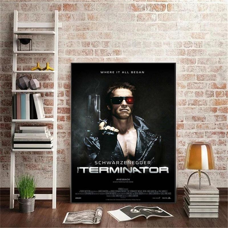 Klassischer Sci-Fi-Film The Terminator Filmplakat Leinwandgemälde Schwarzenegger Retro-Wandkunst Bilder Heimzimmerdekor Geschenk