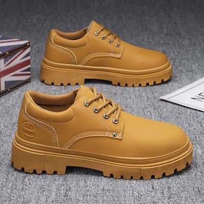 Nowe buty męskie na wiosnę, buty robocze w stylu brytyjskim dla mężczyzn, casualowe buty skórzane, modne, z grubą podeszwą, pojedyncze buty