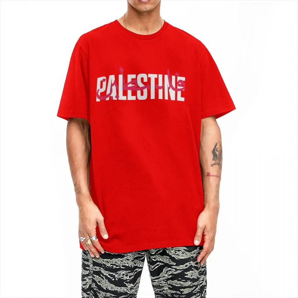 Palestine Flag T-Shirt Man Funny Pure Cotton T-Shirts Summer O-Neck Hip Hop Tees Hot Sale Oversized Tops