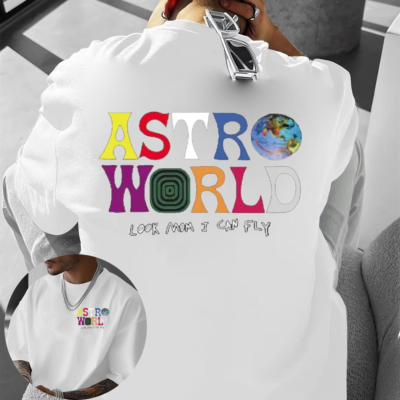 

2025 Cactus Jack ASTROWORLD Men s and Women s 100% Cotton Printed T-Shirt, Hip Hop Streetwear, Watch Mom I Can Fly, Summer Y2K 4XL