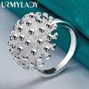 925 Sterling Silver Round Coral 5 6 7 8 9 10 Ring Charm Fashion Jewelry
