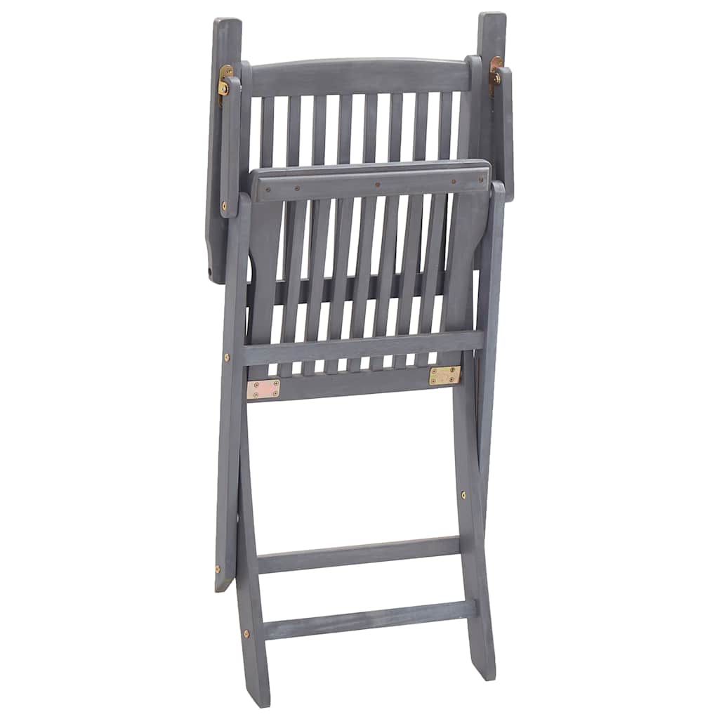Folding Garden Chairs 2 pcs with Seat Cushions Solid Acacia Wood