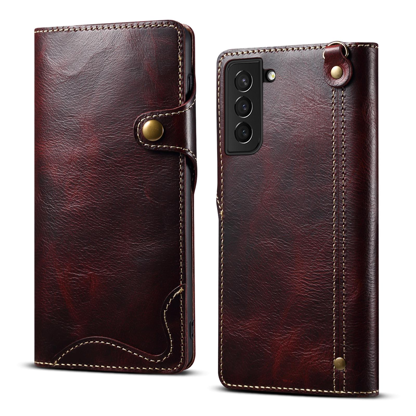 

100% Real Leather Case For Samsung Galaxy S25 S24 S23Ultra S22 S21 S20Plus Note 9 10 20 Ultra Card Bag Cowhide Wallet Soft Cover Galaxy S23 Ultra кларет