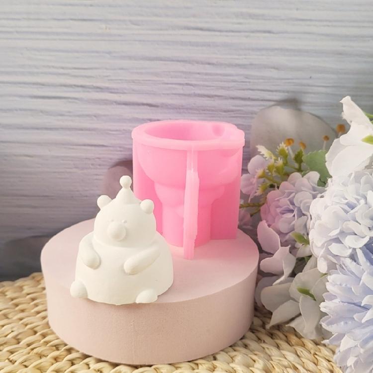 3D Bear Animal Silicone Candle Molds for Handmade Candle Soap Making Concrete Clay Silicone Molds for Gypsum Decoration