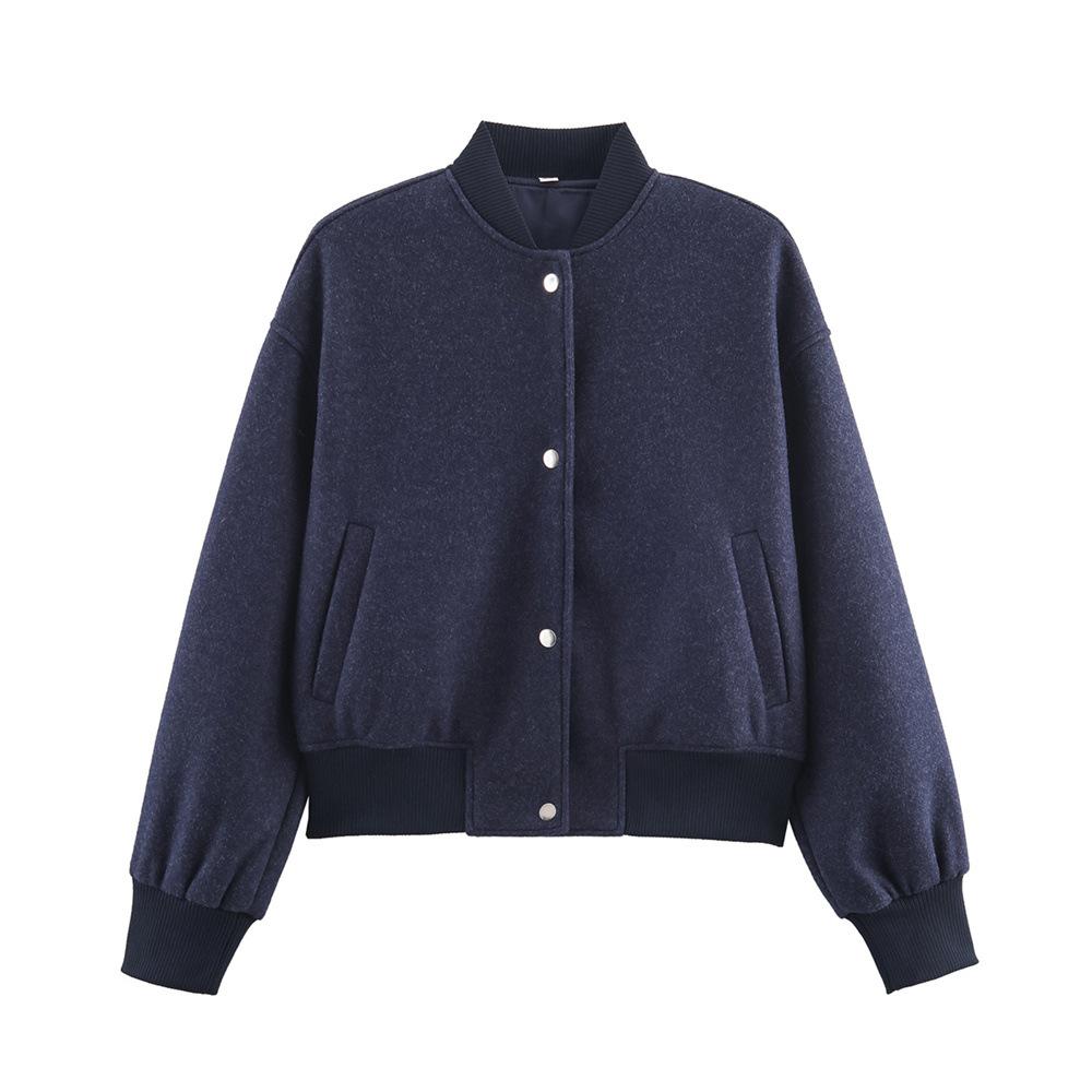 European and American Style Foreign Trade Autumn Women's Clothing New Fashion Versatile Solid Color Long Sleeve Thin Soft Tweed Jacket