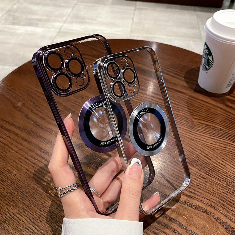 Magnetický kryt kompatibilní s MagSafe s galvanizovanou fólií pro Apple iPhone 15 Pro Max, 14 Pro a 12 Mini; Plné krytí s ochranou 16 čoček