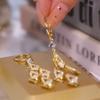 Super Glitzernde Rhombus Zirkon Goldene Quastenohrringe Für Damen Mode Personalisiertes Tägliches Accessoire Party Schmuck Geburtstagsgeschenk