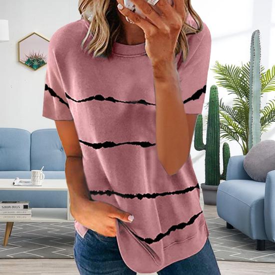 

Женская футболка с принтом тай-дай, свободная летняя женская блузка в полоску с принтом